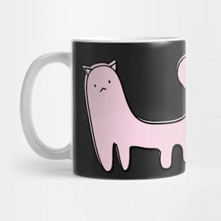 Cute Silly Simple Minimalist Pastel Pink Cat White Pattern Mug